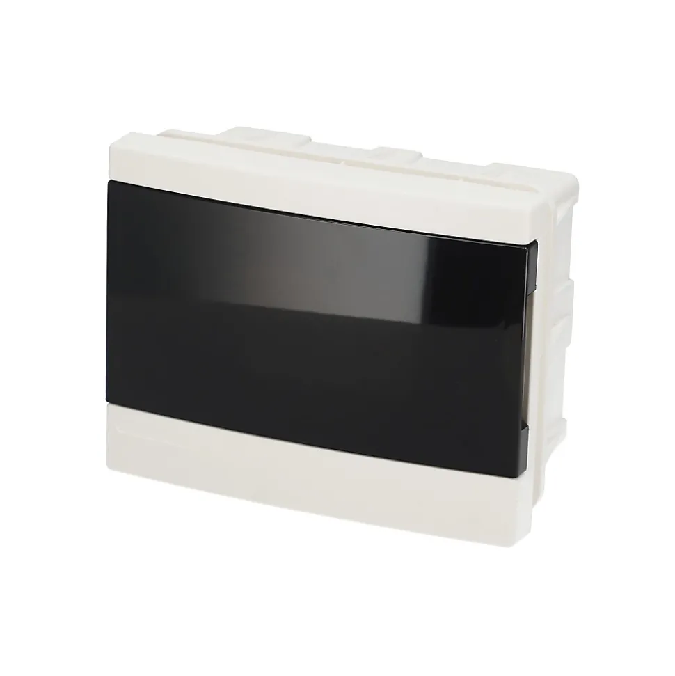 Tableau électrique encastré 6 modules blanc fumé IP44 avec rail DIN EDO777839