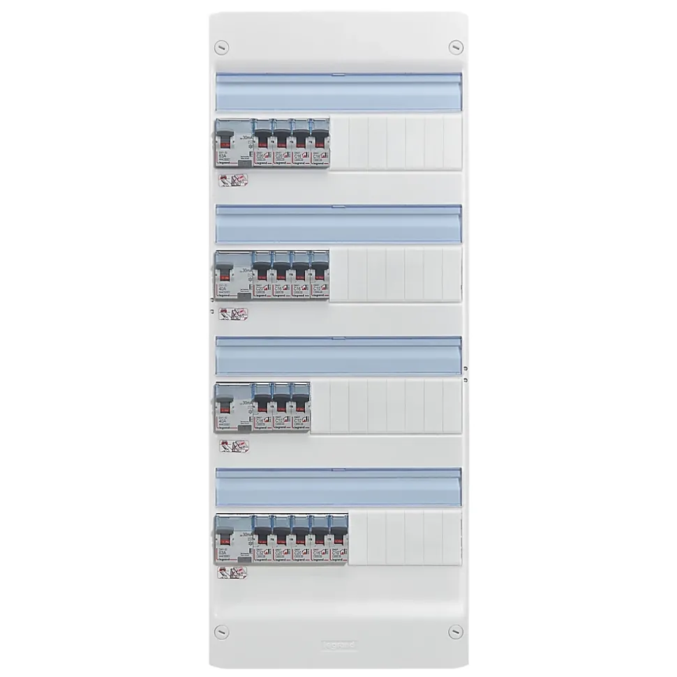 Tableau électrique pré-équipé et pré-câblé 4 rangées Legrand - 52 modules (20 inclus)