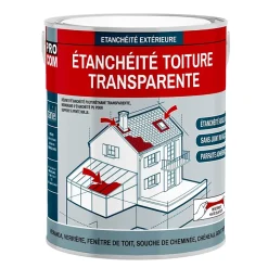 Étanchéité transparente polyuréthane - Résine d'étanchéité transparente toiture, véranda, verrière, serre PROCOM-2.5 litres-Transp