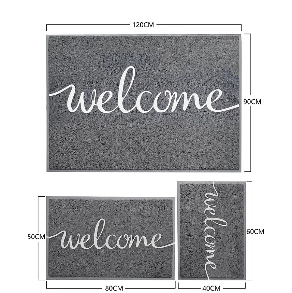 Tapis de Porte Paillasson Spaghetti, Welcome - Gris, 40 x 60 cm