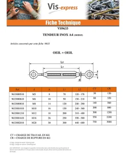 Tendeur oeil crochet M16X250 Oeil 16 Inox A4 - 1 pièce