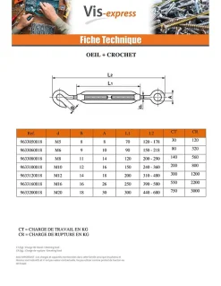 Tendeur oeil oeil M6X90 Oeil 10 Inox A4 - 1 pièce