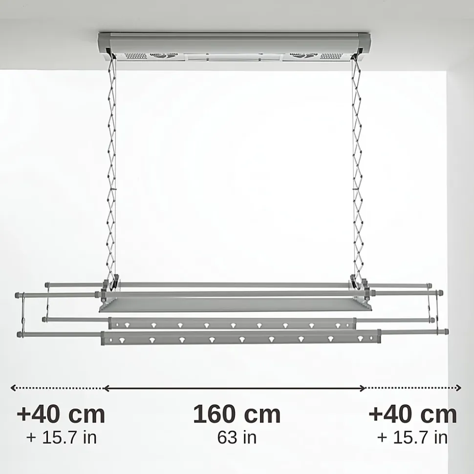 Étendoir électrique plafond alu 160x57x30cm Foxydry Air 150