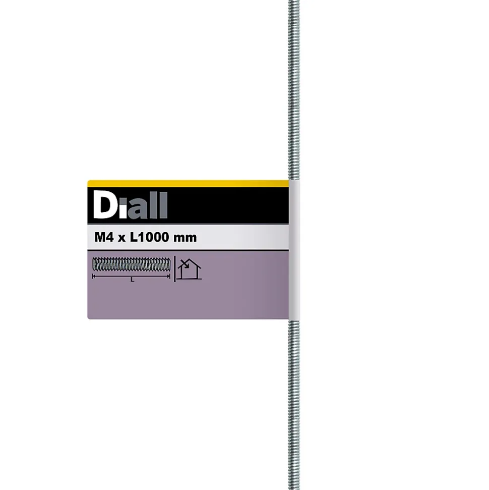 Tige filetée brillante zinguée diamètre 4 mm x 1 m