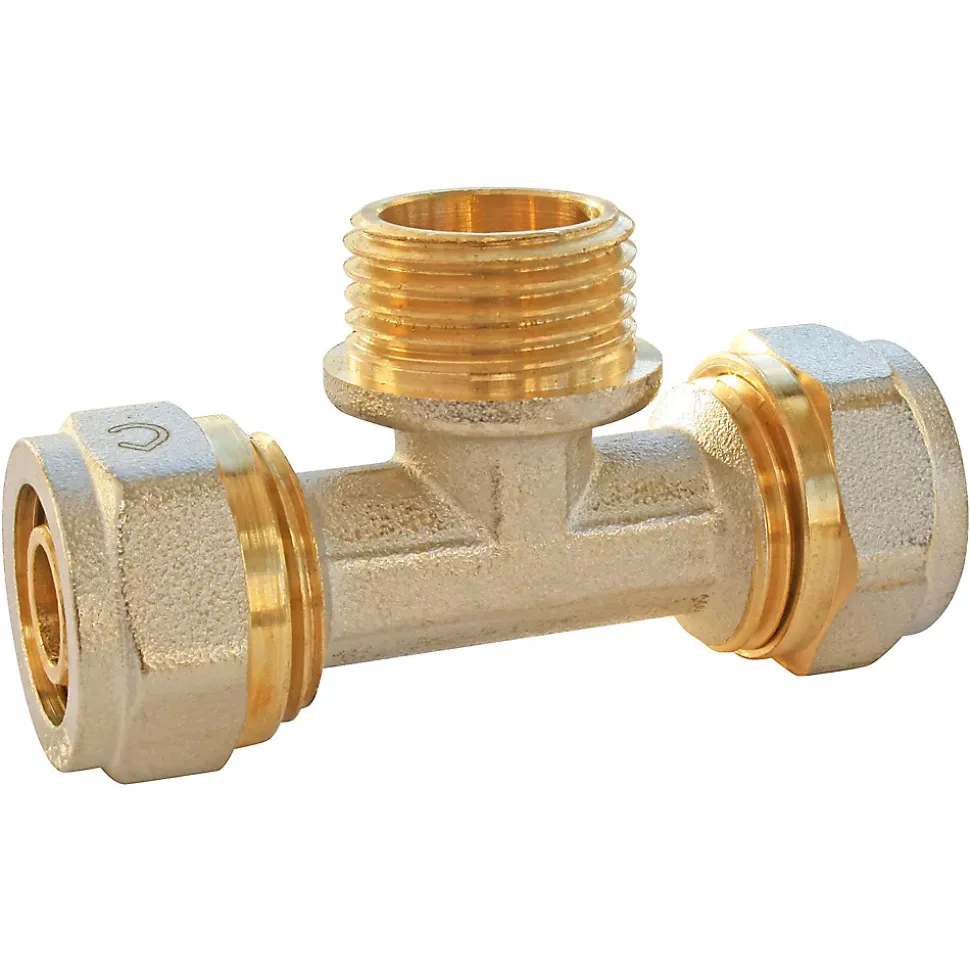 Té mâle à compression pour tube Multicouche Ø16mm - mâle au centre 15/21 (1/2")