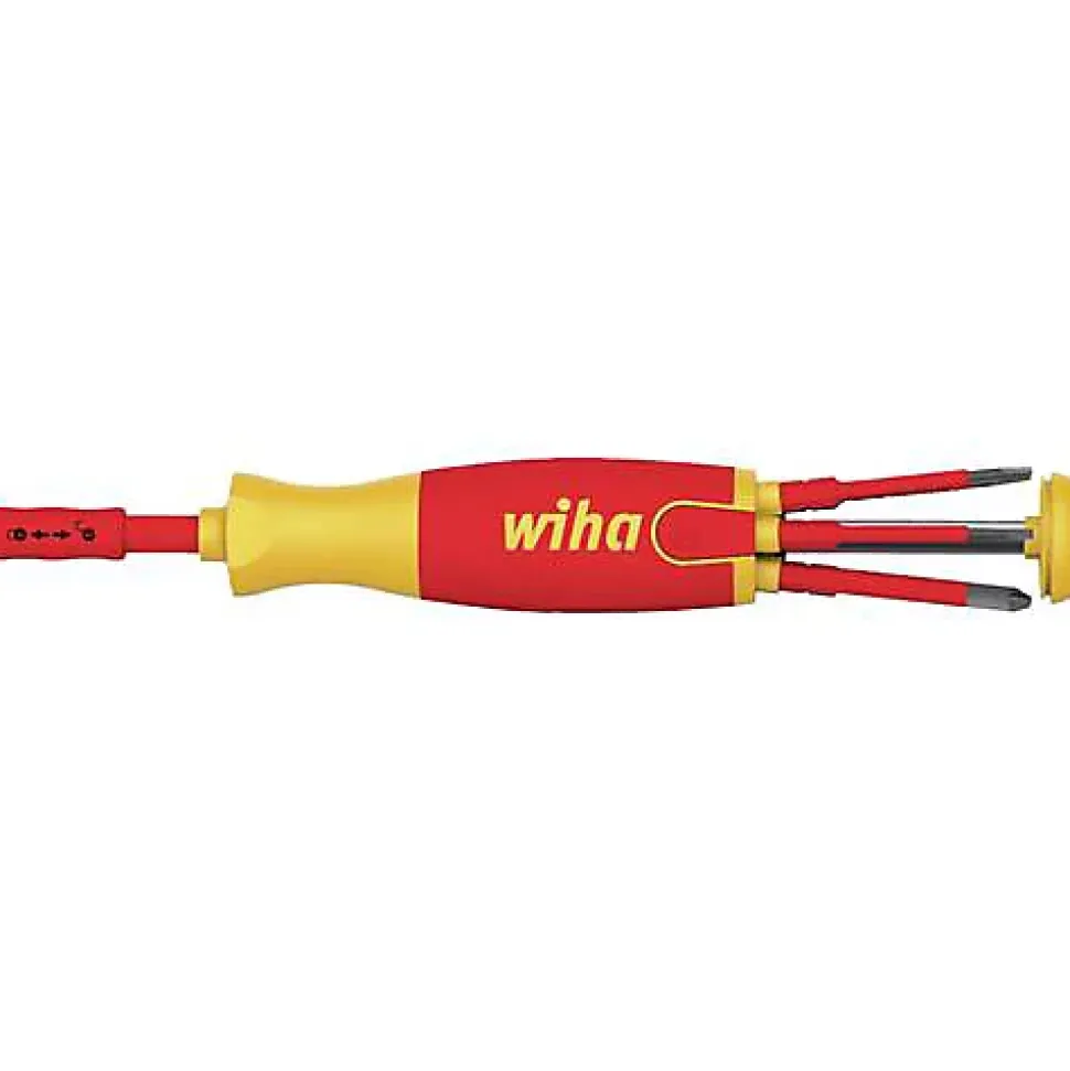 Tournevis Lift-Up WIHA isolé 1000 V avec 6 embouts slim VDE 70 mm - 38613