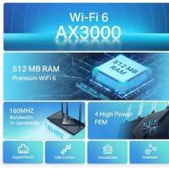 TPLINK - Routeur Archer AX55 - WiFi 6 - 3 Gbps - 4 ports Ethernet - USB 3 0 - WPA3
