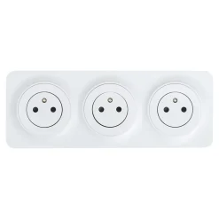 Triple prise avec terre prêt câblée Jacobsen Espen blanc composable