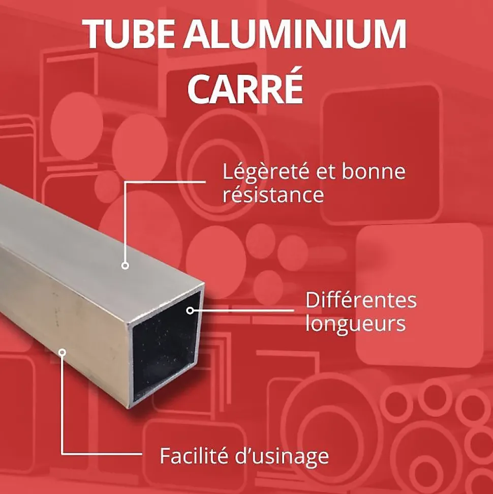 Tube carré alu 40x40 mm ep 2 mm, Longueur : 4 metres - Comment Fer