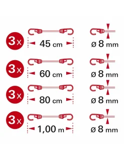 Tube de 12 tendeurs en caoutchouc à crochets, longueurs variées - THIRARD