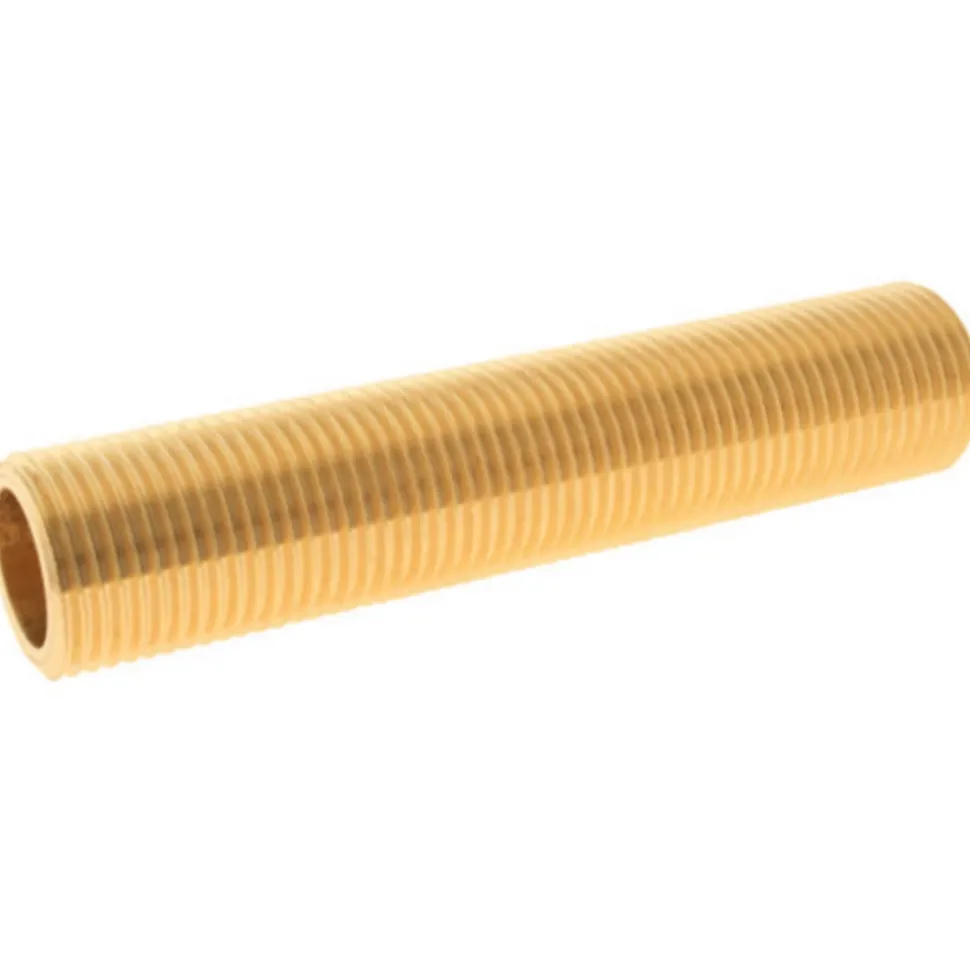 Tube fileté laiton 10cm - double Mâle 15/21 (1/2"), lot de 2