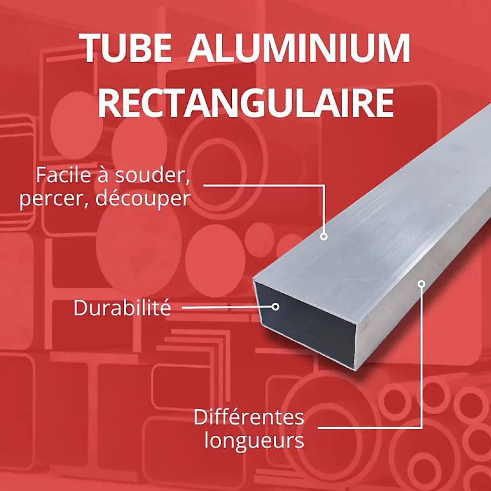 Tube rectangulaire alu 80x40 ep 3 mm, 3 metres - Comment Fer