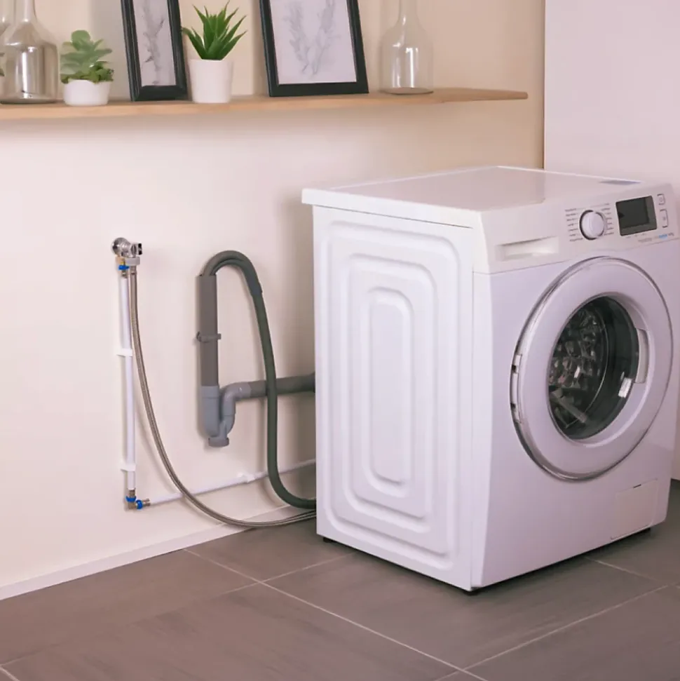 Tuyau de vidange, d'évacuation universel pour machine à laver, lave vaisselle - Gris - 2 m - Linxor