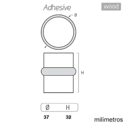 6 Un. Butée de porte adhésive en bois laqué blanc - Diamètre 37MM