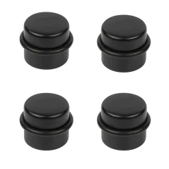 4 Un. Butée de porte adhésive en bois laqué noir - Diamètre 37MM