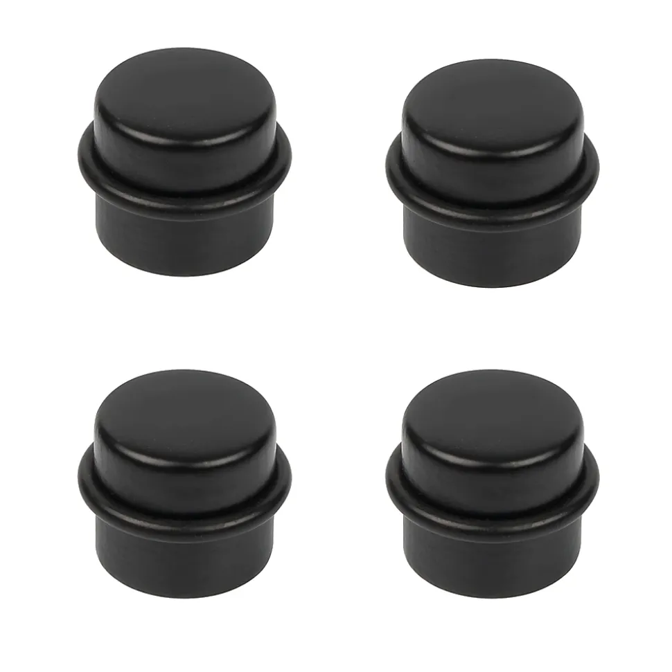 4 Un. Butée de porte adhésive en bois laqué noir - Diamètre 37MM
