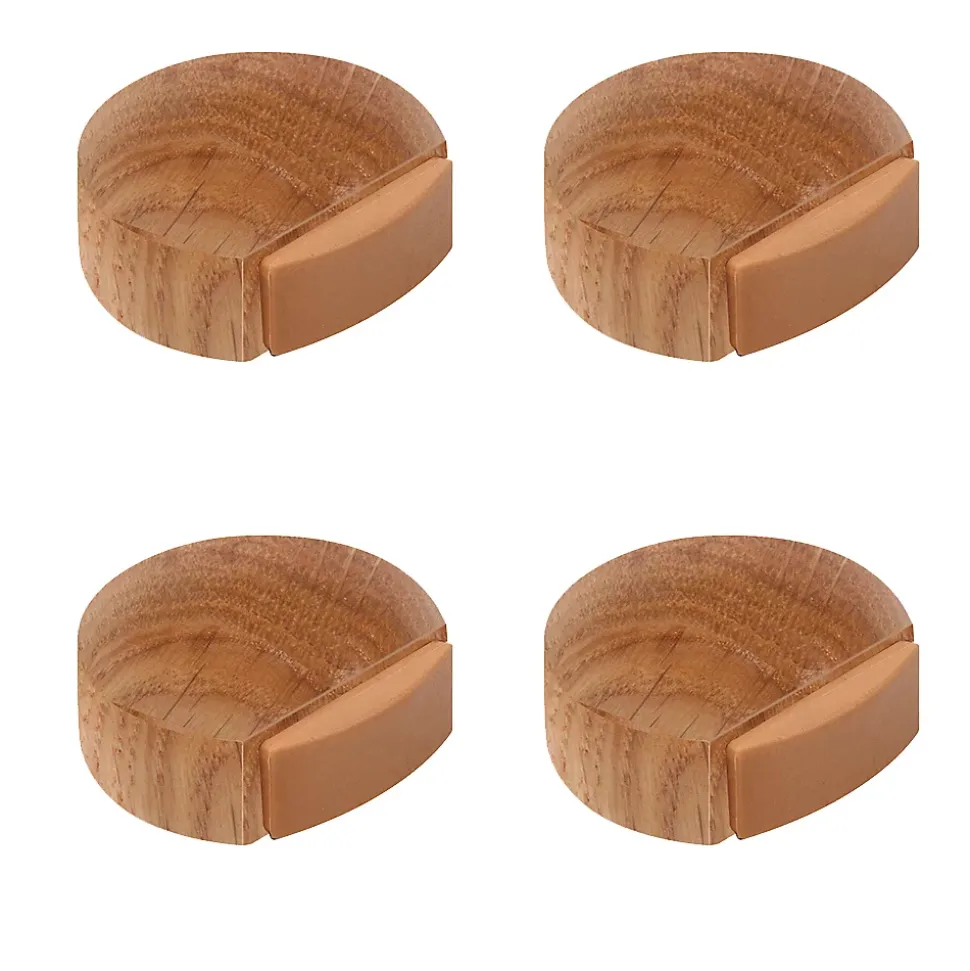 4 Un. Butée de porte adhésive en bois de chêne naturel 45x42MM