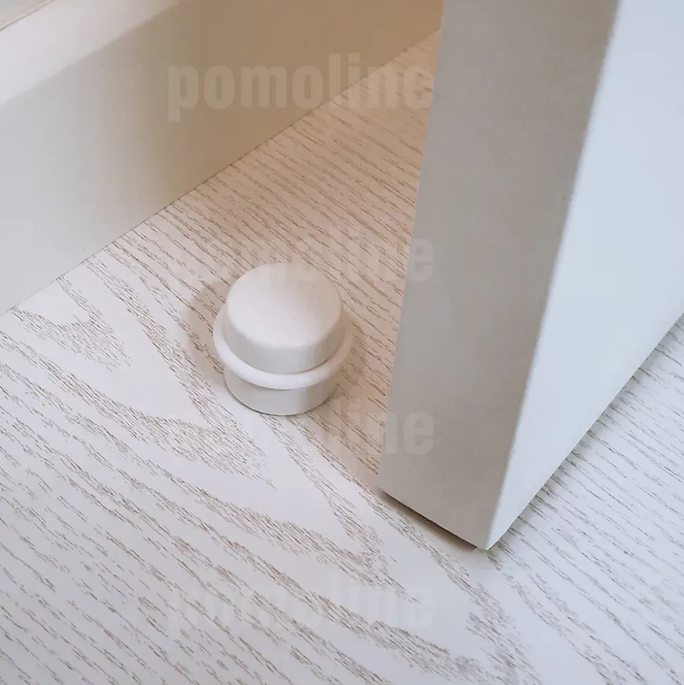 10 Un. Butée de porte adhésive en bois laqué blanc - Diamètre 37MM