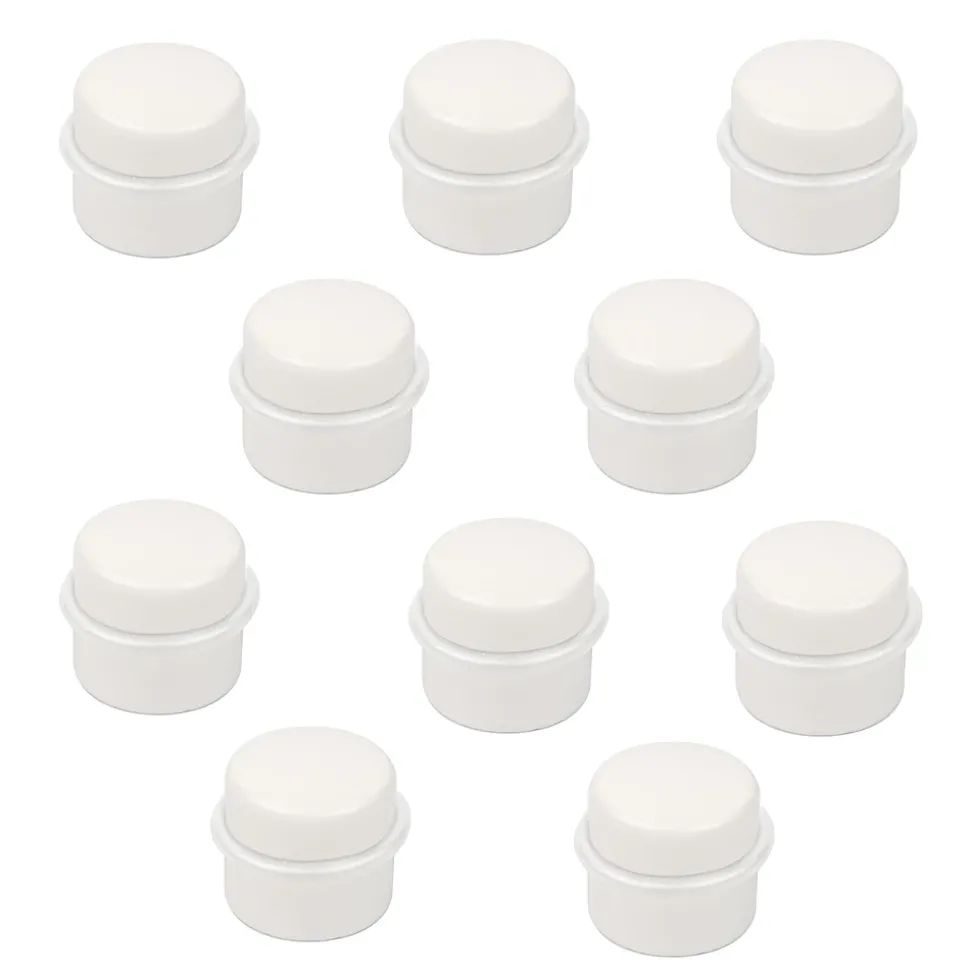 10 Un. Butée de porte adhésive en bois laqué blanc - Diamètre 37MM