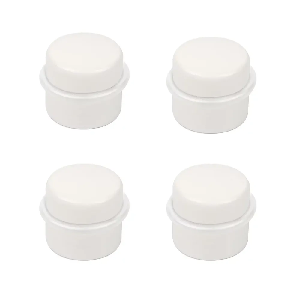 4 Un. Butée de porte adhésive en bois laqué blanc - Diamètre 37MM
