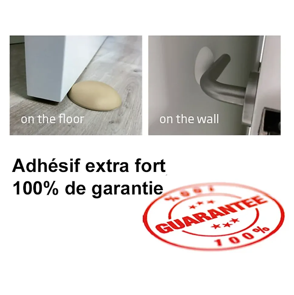 12 Un. Butée de porte en caoutchouc adhésif pour parquet et mur, blanc - Diamètre 60MM