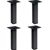 4 un. Pied carré pour meuble en acier 25x25mm hauteur 150mm peinture noire avec embout
