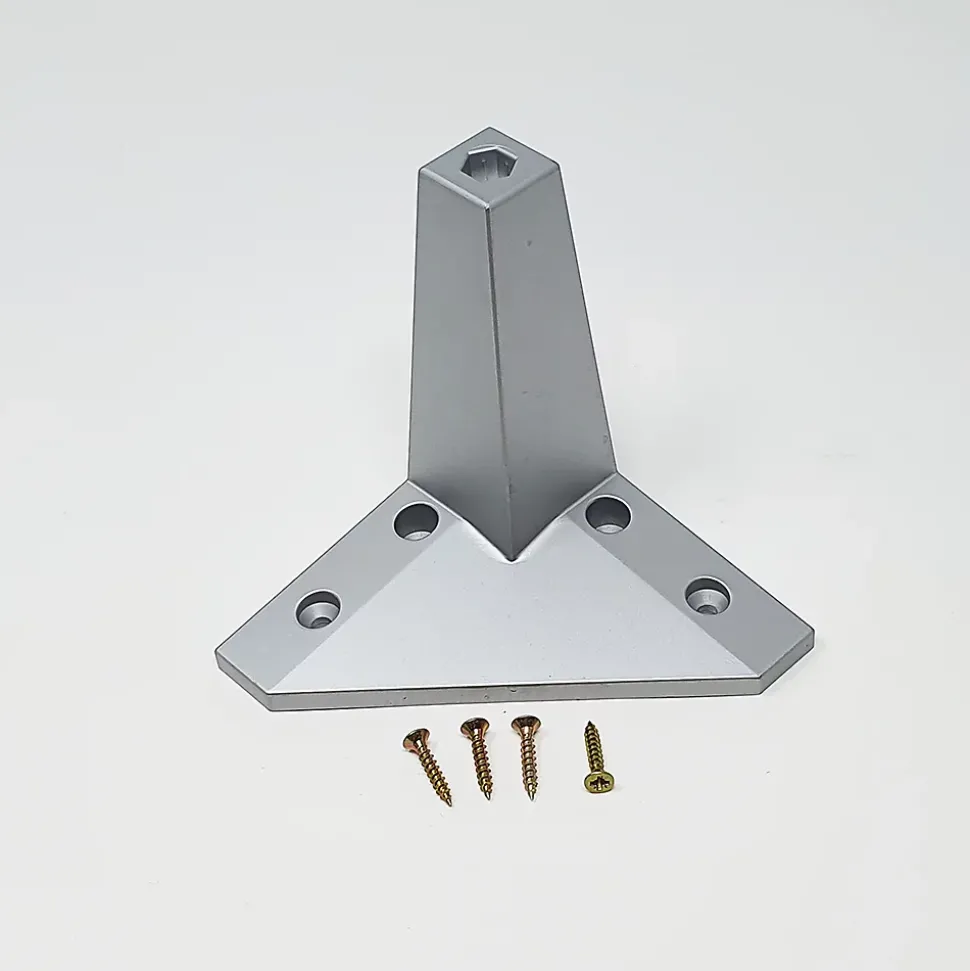 4un. Pied de meuble incliné scandinave pied nordique en résine plastique ABS ANTI-HUMIDITÉ couleur aluminium mat. Hauteur 100mm