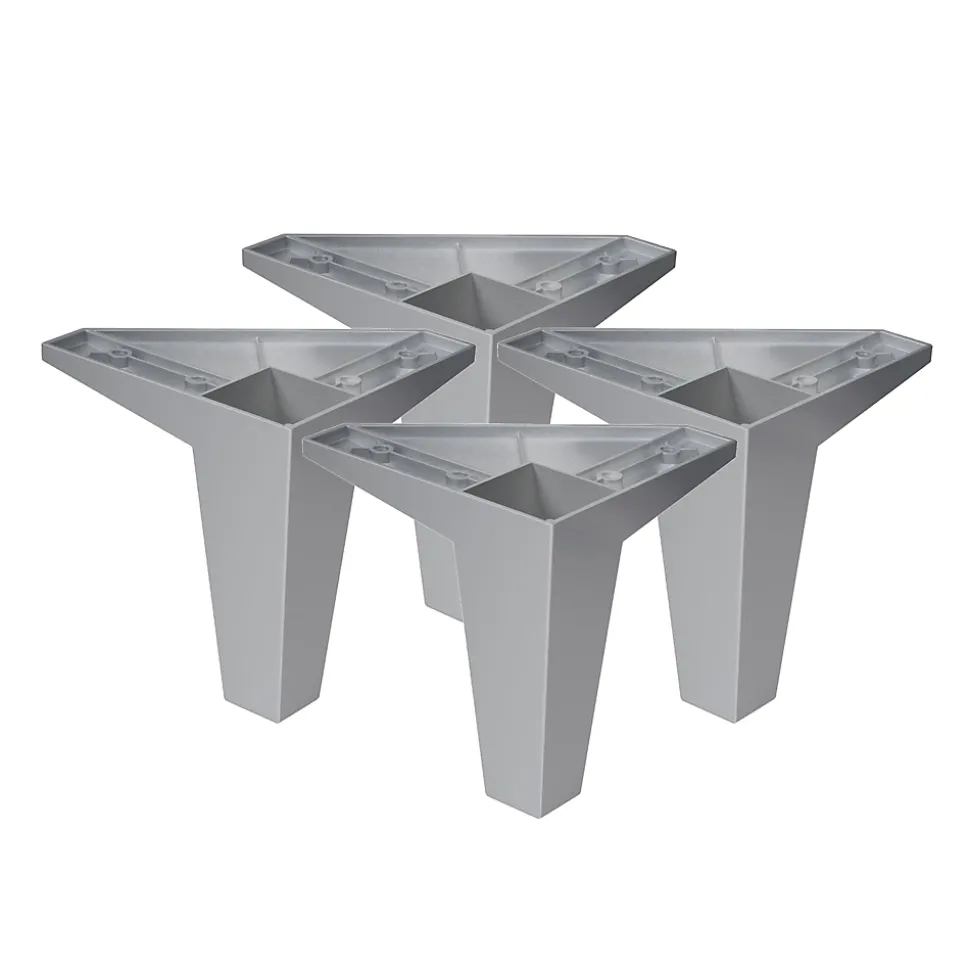 4un. Pied de meuble incliné scandinave pied nordique en résine plastique ABS ANTI-HUMIDITÉ couleur aluminium mat. Hauteur 100mm