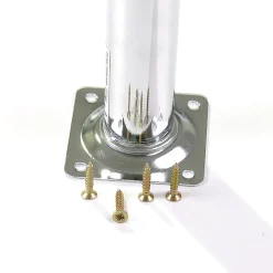 4 un. Pied de meuble rond en acier diamètre 30mm hauteur 100mm chromé avec régulateur de nivellement 15-25mm