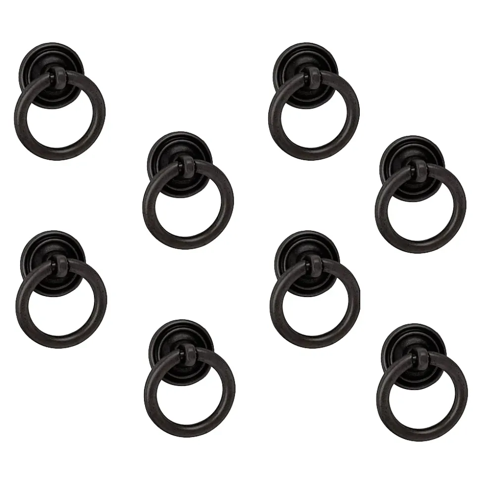 8 Un. poignées de meuble anneau noir rouille tiroir classique - diamètre 32MM