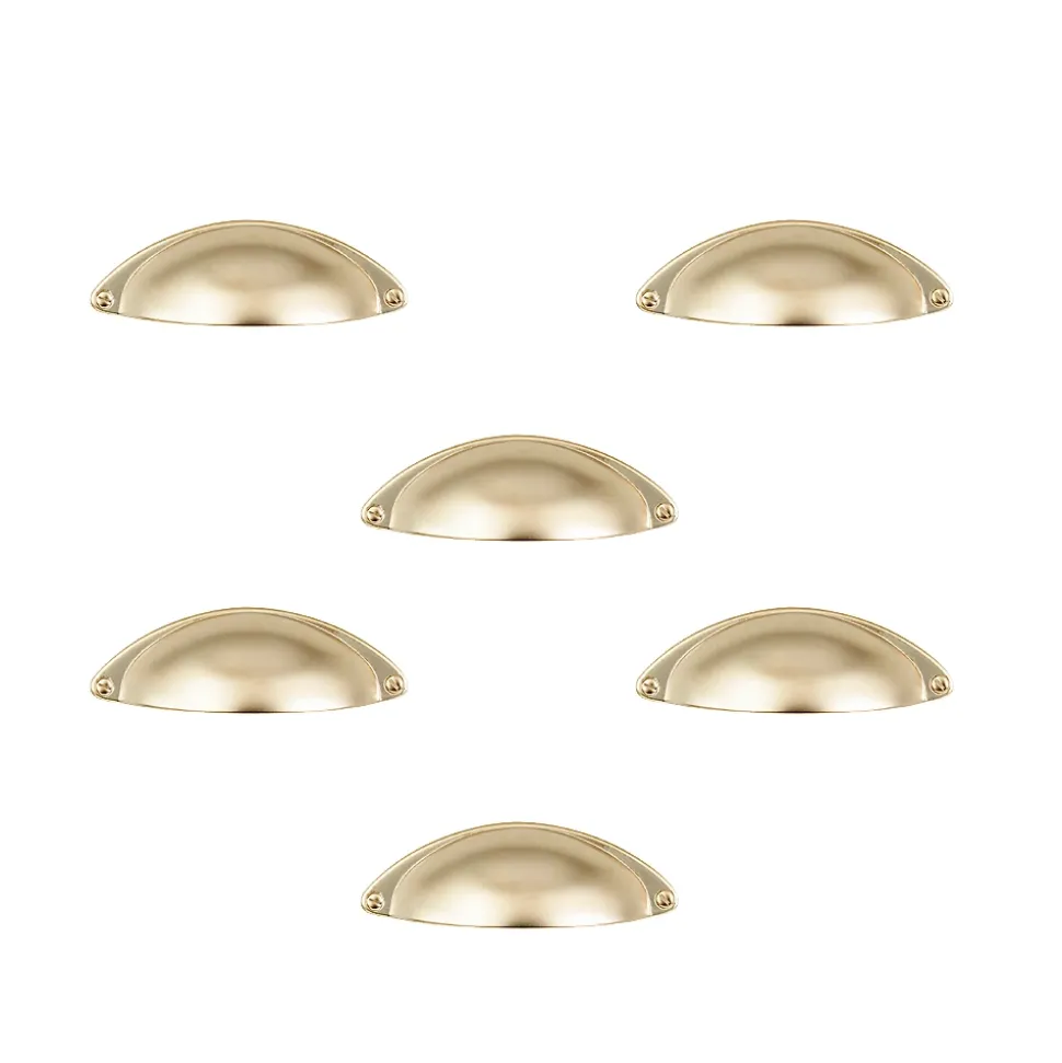 6 Un. poignées de meuble coquille en nickel mat pour porte et cuisine - entraxe 32MM