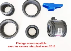 Vanne Interplast Fitt 50mm à coller double union démontable 5cm 50 mm PN16 PVC Pression Piscine