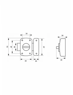 Verrou à bouton Alouette pour porte intérieure, 50mm, acier, époxy argent - THIRARD