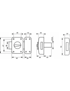 Verrou à bouton Corvette pour porte d'entrée, cylindre 60mm, acier, 3 clés, époxy bronze - THIRARD
