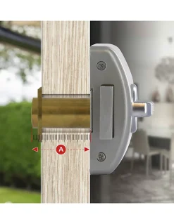 Verrou à bouton Design 5 pour porte d'entrée, cylindre 50mm, acier, 3 clés, argent - THIRARD