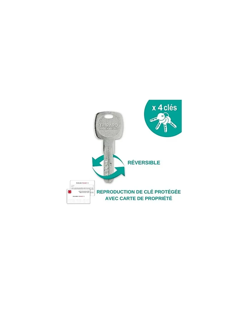 Verrou à bouton Transit 2 pour porte d'entrée, cylindre 80mm, 4 clés, époxy or - THIRARD