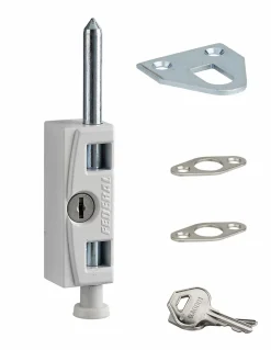 Verrou à clé pour fenêtre et porte coulissante, blanc, 2 clés - THIRARD