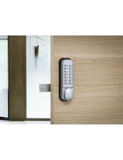 Verrou à combinaison mécanique en applique pour porte intérieure, 8 chiffres ou lettres, chromé mat - THIRARD