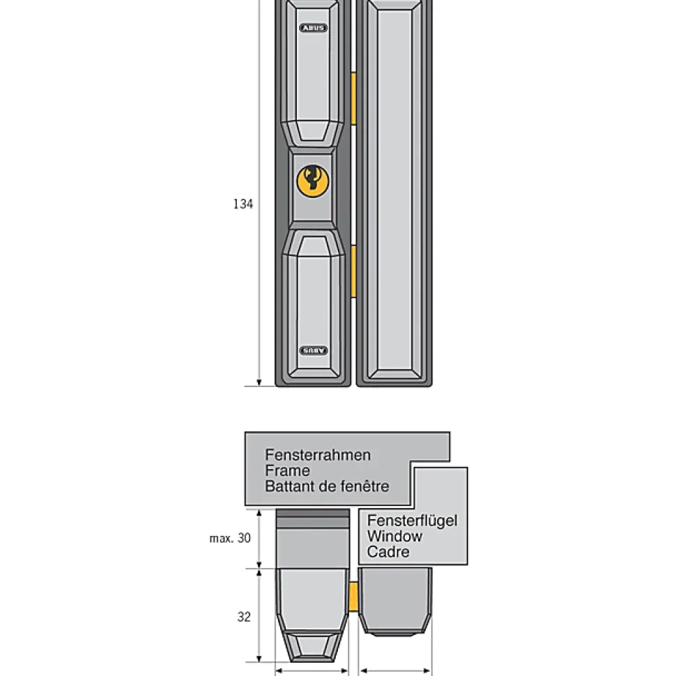 Verrou de fenêtre Abus blanc avec étrier