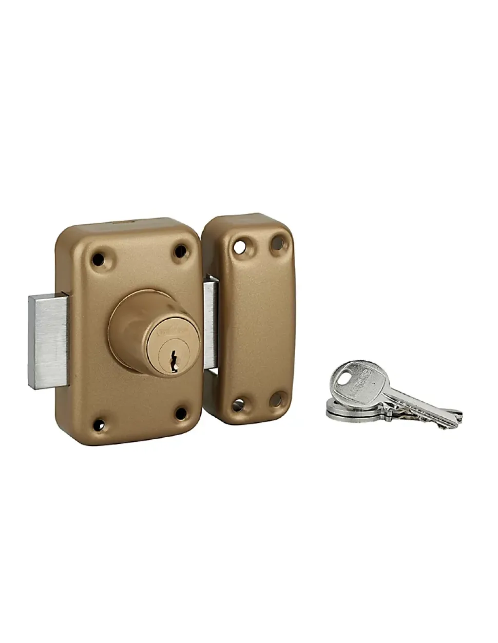 Verrou double entrée Apache pour porte d'entrée, cylindre 50mm, acier, 3 clés, époxy or - THIRARD