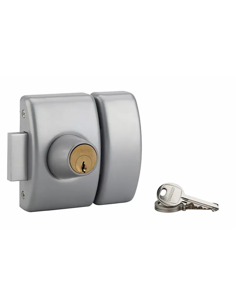 Verrou double entrée Design 5 pour porte d'entrée, cylindre 45mm, acier, 3 clés, argent - THIRARD