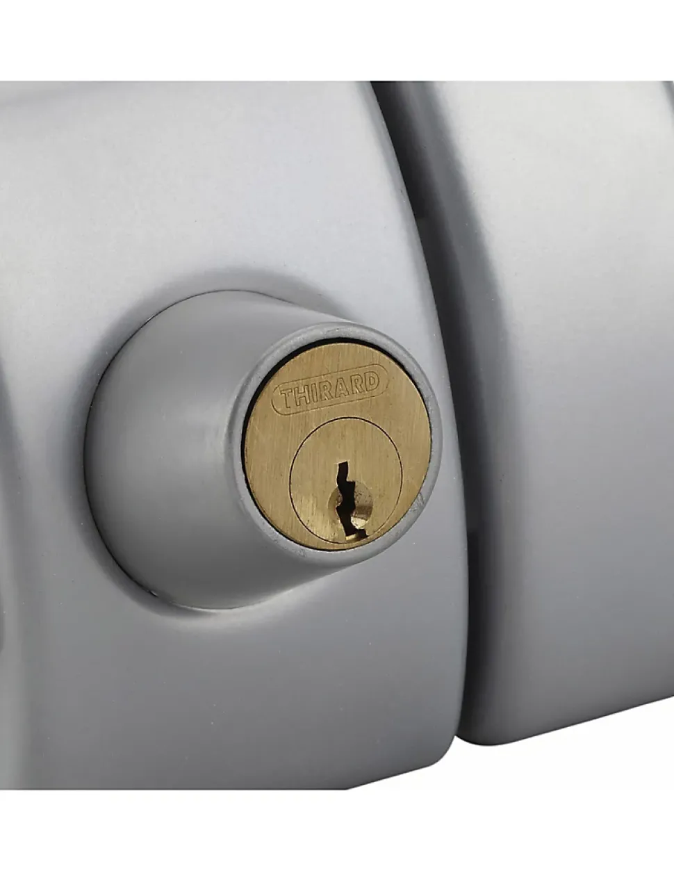 Verrou double entrée Design 5 pour porte d'entrée, cylindre 45mm, acier, 3 clés, argent - THIRARD