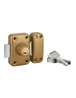 Verrou double entrée Transit 2 pour porte d'entrée, cylindre 45mm, 4 clés, époxy or - THIRARD