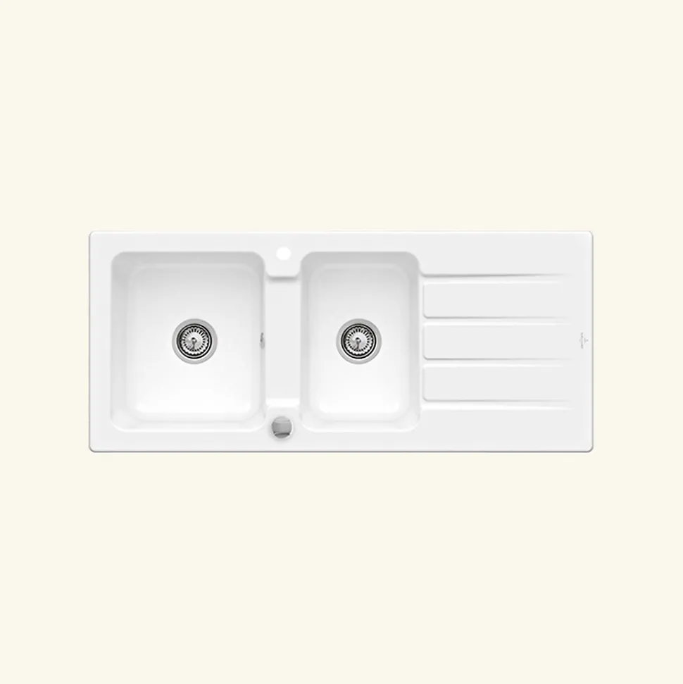 Vidage automatique 2 bacs CUIPD243 pour évier Villeroy & Boch ARCHITECTURA - Siphon gain de place