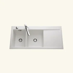 Vidage automatique 2 bacs CUIPD172 pour évier SystemCeram CLEYA - Siphon gain de place