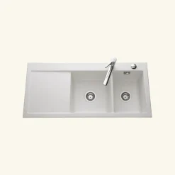 Vidage automatique 2 bacs CUIPD172 pour évier SystemCeram CLEYA - Siphon gain de place
