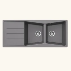 Vidage automatique gain de place CUIPD316 pour évier 2 bacs - Siphon gain de place
