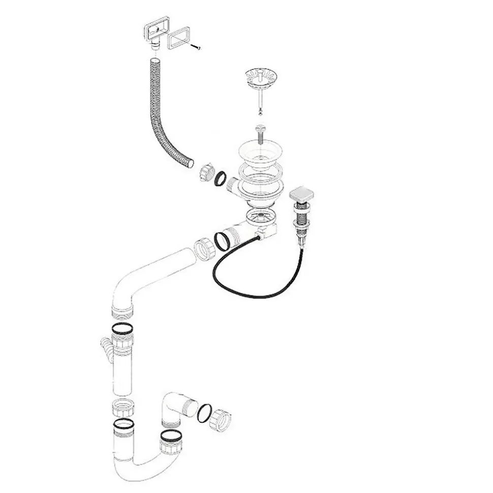 Vidage automatique gain de place 1 bac CUIPD033 pour évier inox - Siphon gain de place