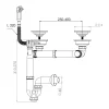 Vidage CUIPD663-A pour évier inox NINO 2 bacs 120 cm - Siphon gain de place