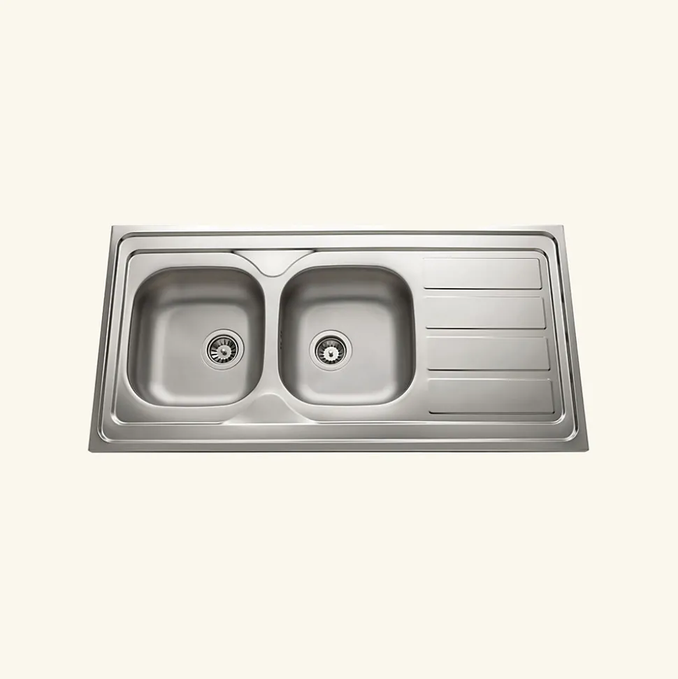 Vidage CUIPD663-A pour évier inox NINO 2 bacs 120 cm - Siphon gain de place